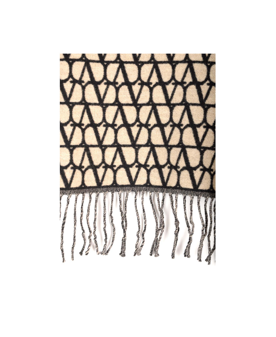 Valentino Toile Iconographe Fringed Poncho In Nude