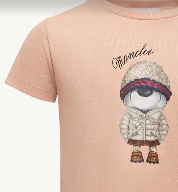 Moncler Teddy Bear Motif Cotton T-shirt In Neutral