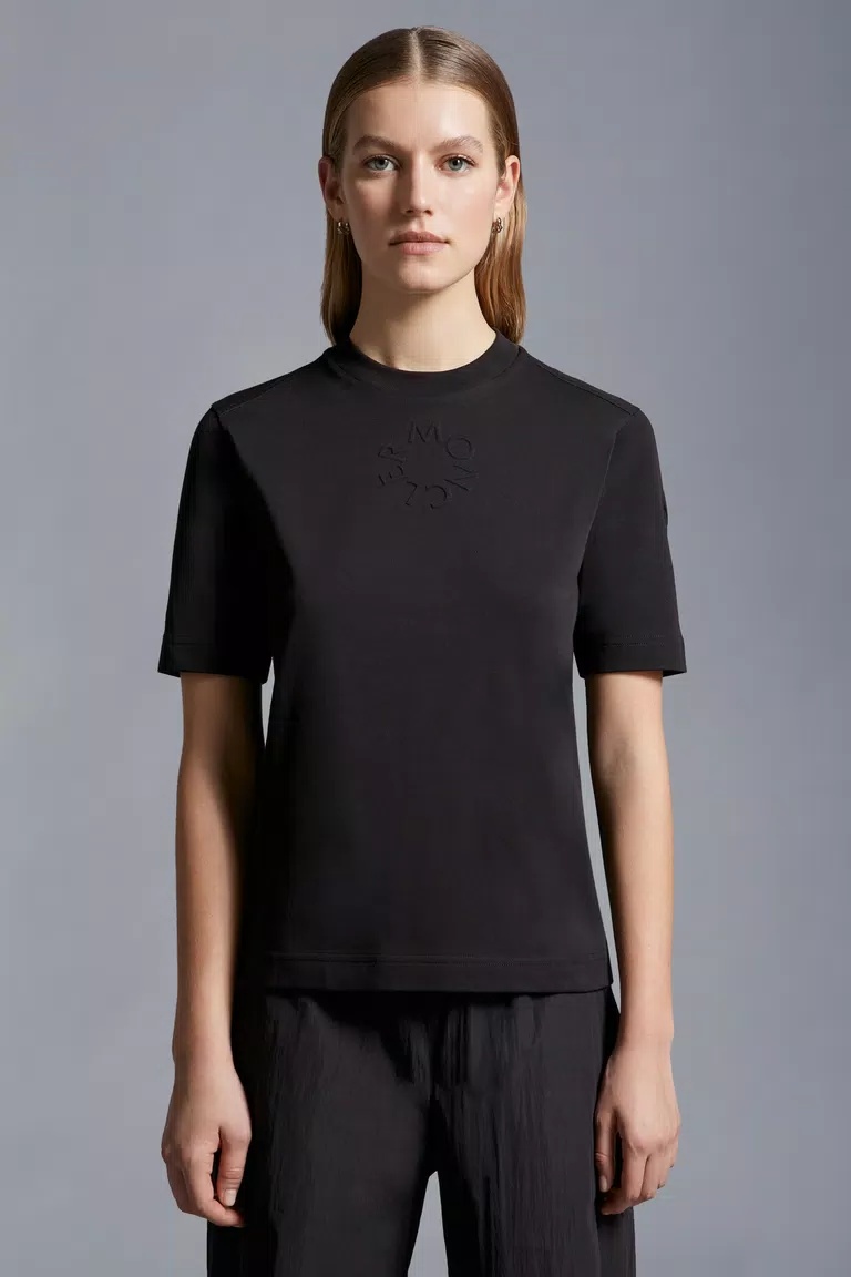 Moncler Cotton Jersey Crewneck T-shirt In Black