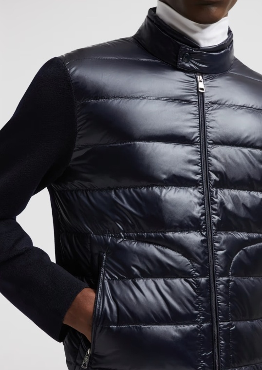 Moncler Long-sleeved Down Jacket In Blue