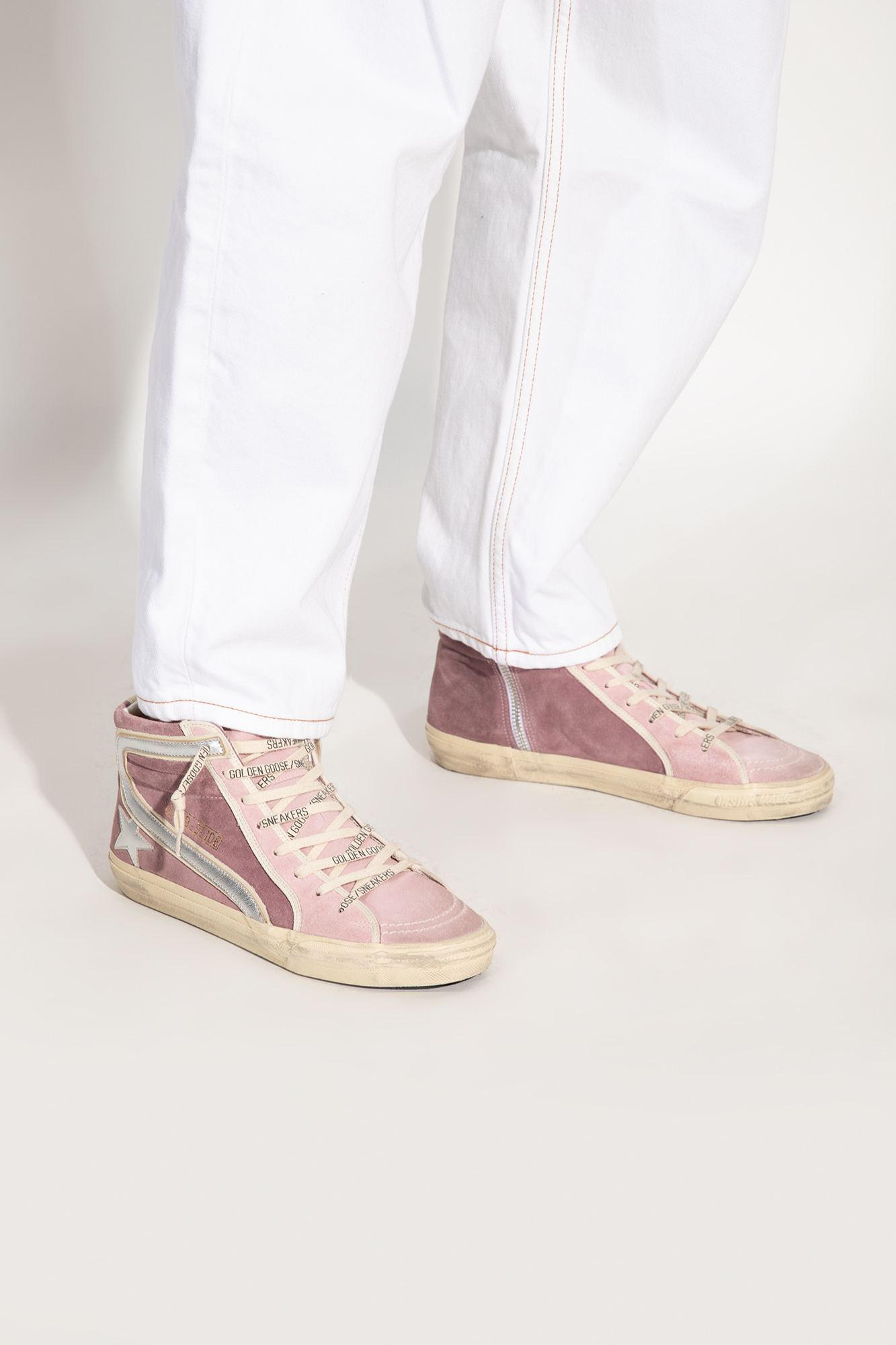 Golden Goose Slide High-top Suede Sneakers In Nude