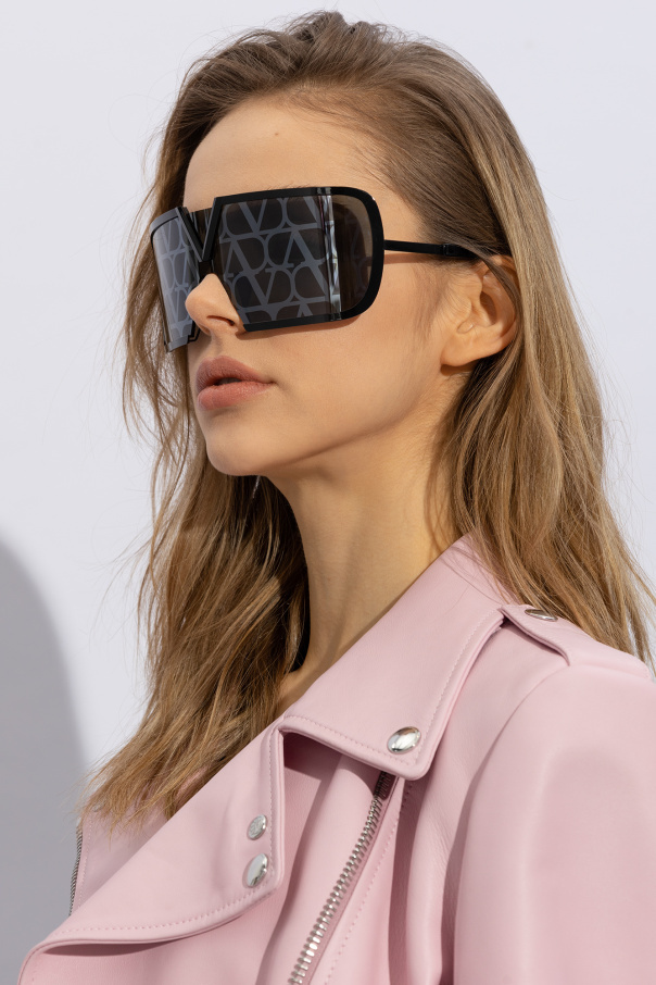Valentino Square Frame Sunglasses In Black