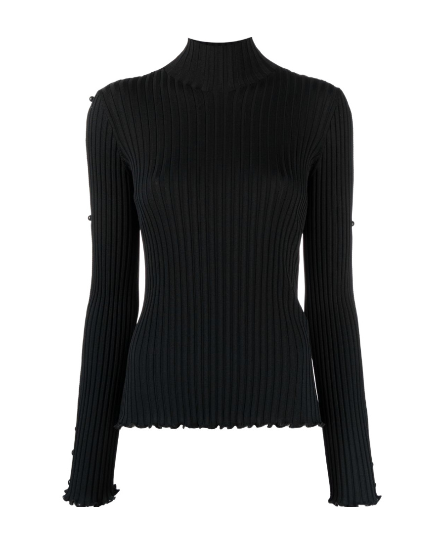 Bottega Veneta Ribbed-trim Roll-neck Top In Green