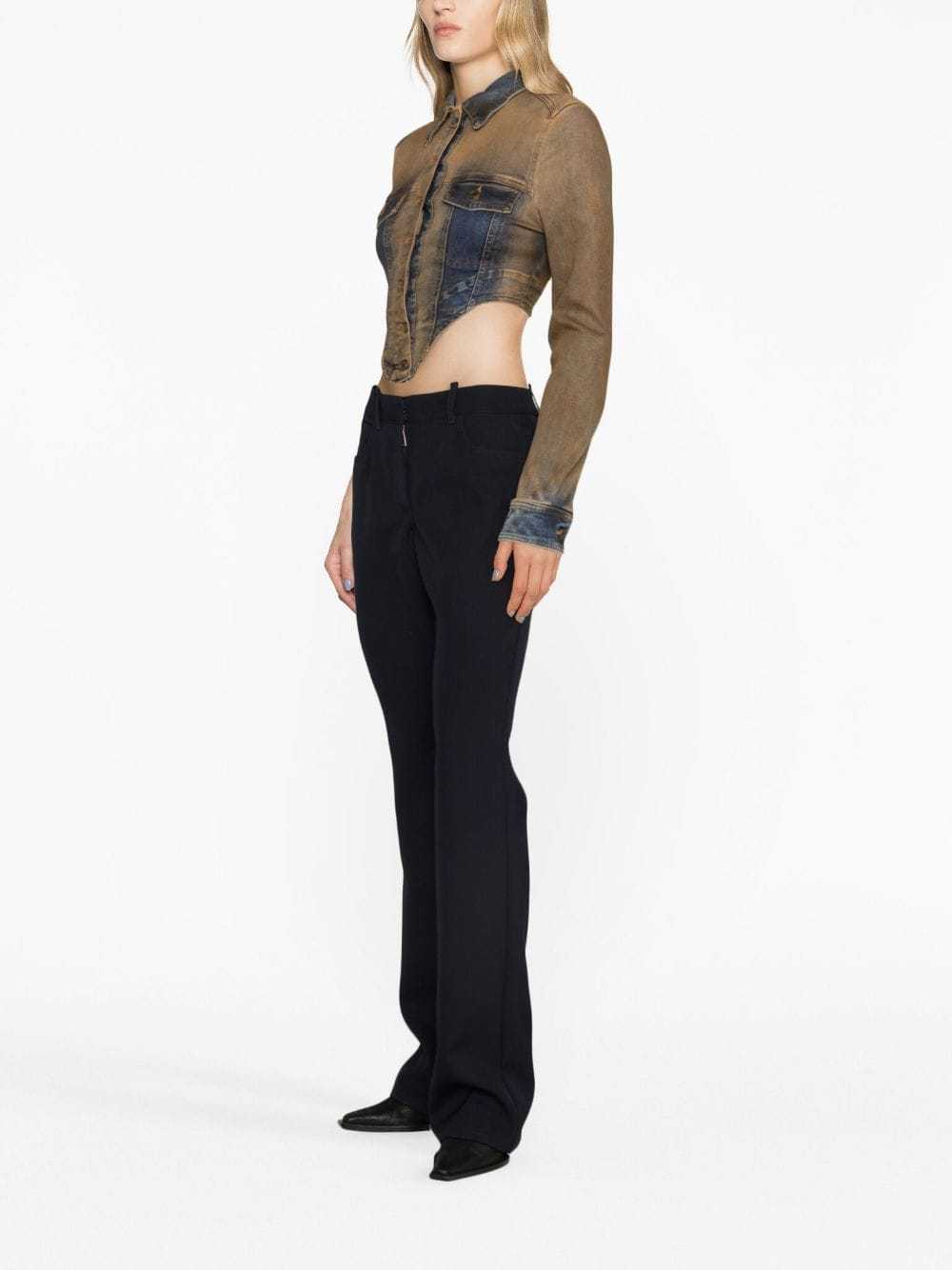 Off-white Virgin Wool Flared Trousers In Black