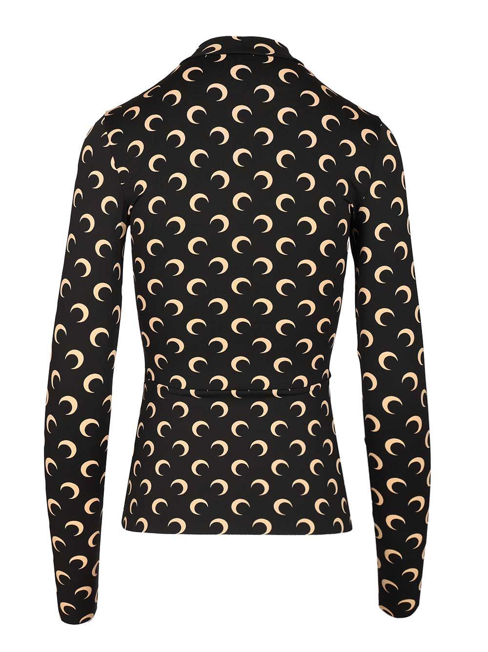 Marine Serre Printed High-neck T-shirt In Black