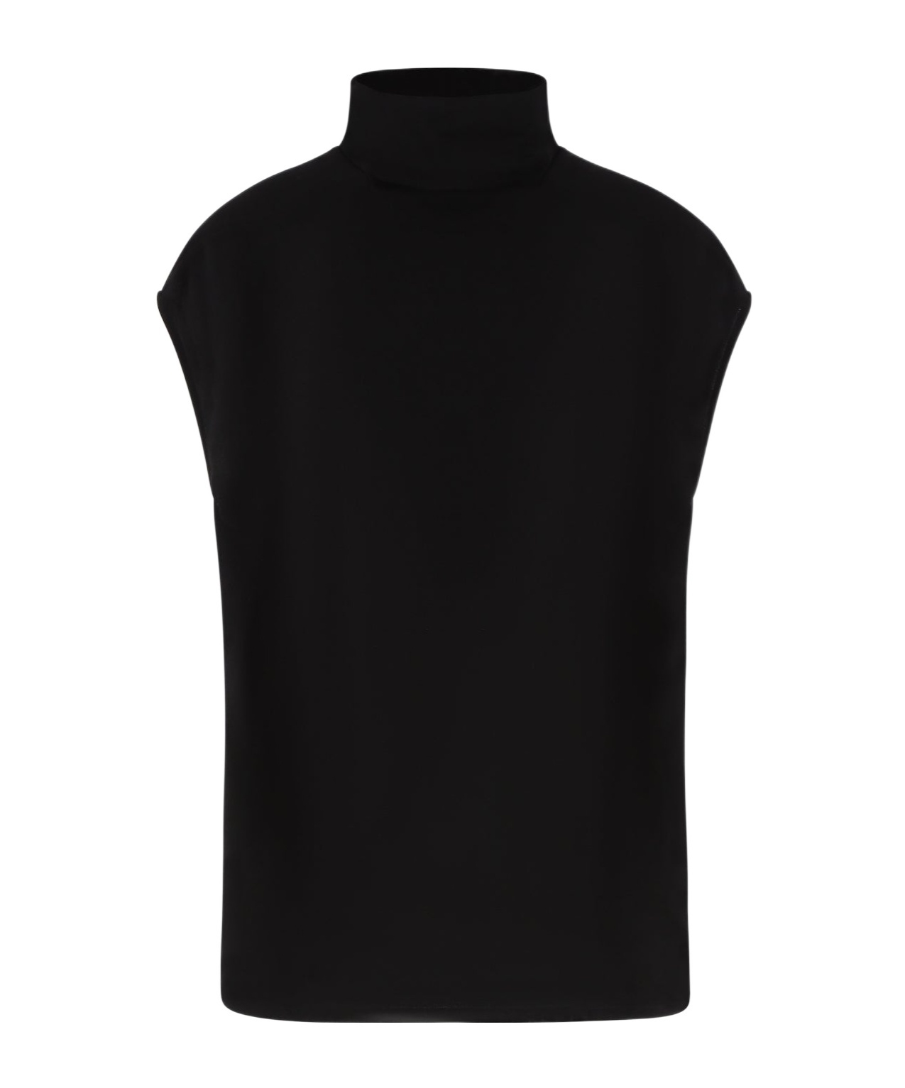 Rick Owens Roll-neck Crepe Top In Black