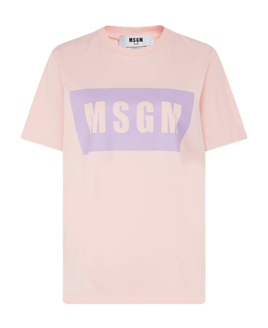 Msgm Logo Printed T-shirt In Pink