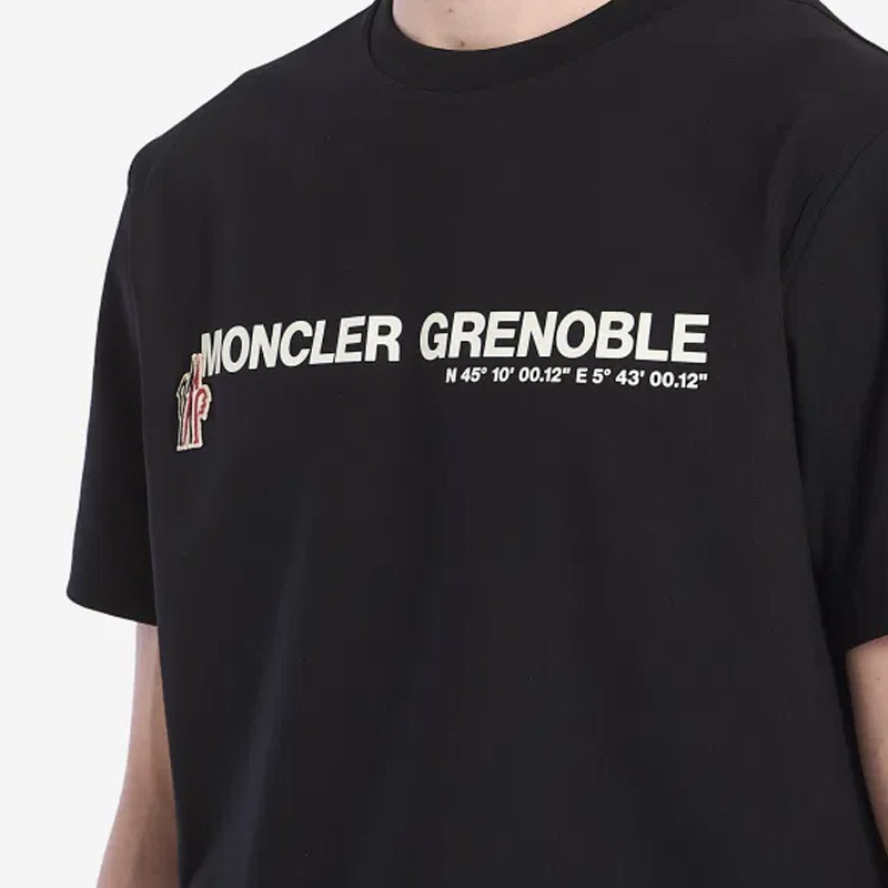 Moncler Grenoble Midnight Blue Stretch Cotton T-shirt In Black