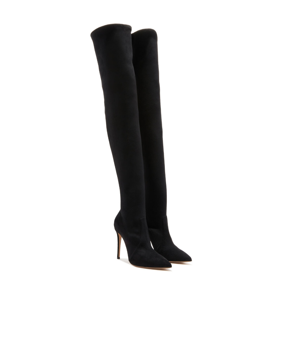 Casadei 105mm Square-toe Over-the-knee Boots In Black