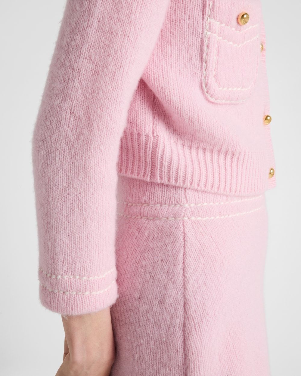 Prada Womens Pink Button-embellished Boxy-fit Cashmere Cardigan In Pink