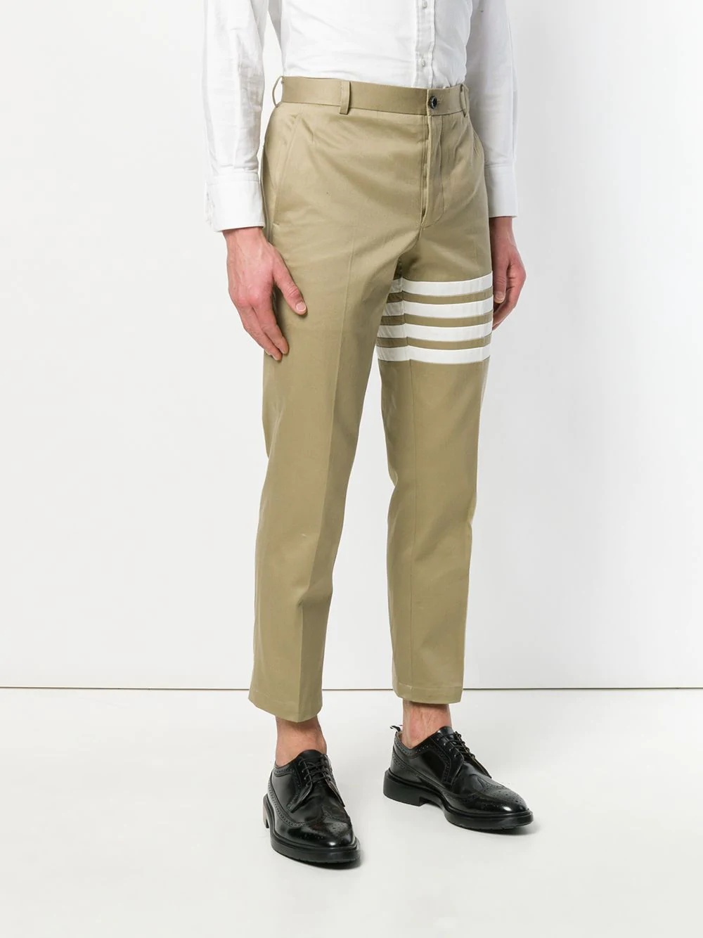 Thom Browne Seamed 4-bar Stripe Unconstructed Chino Trouser In Cotton Twill In Nude