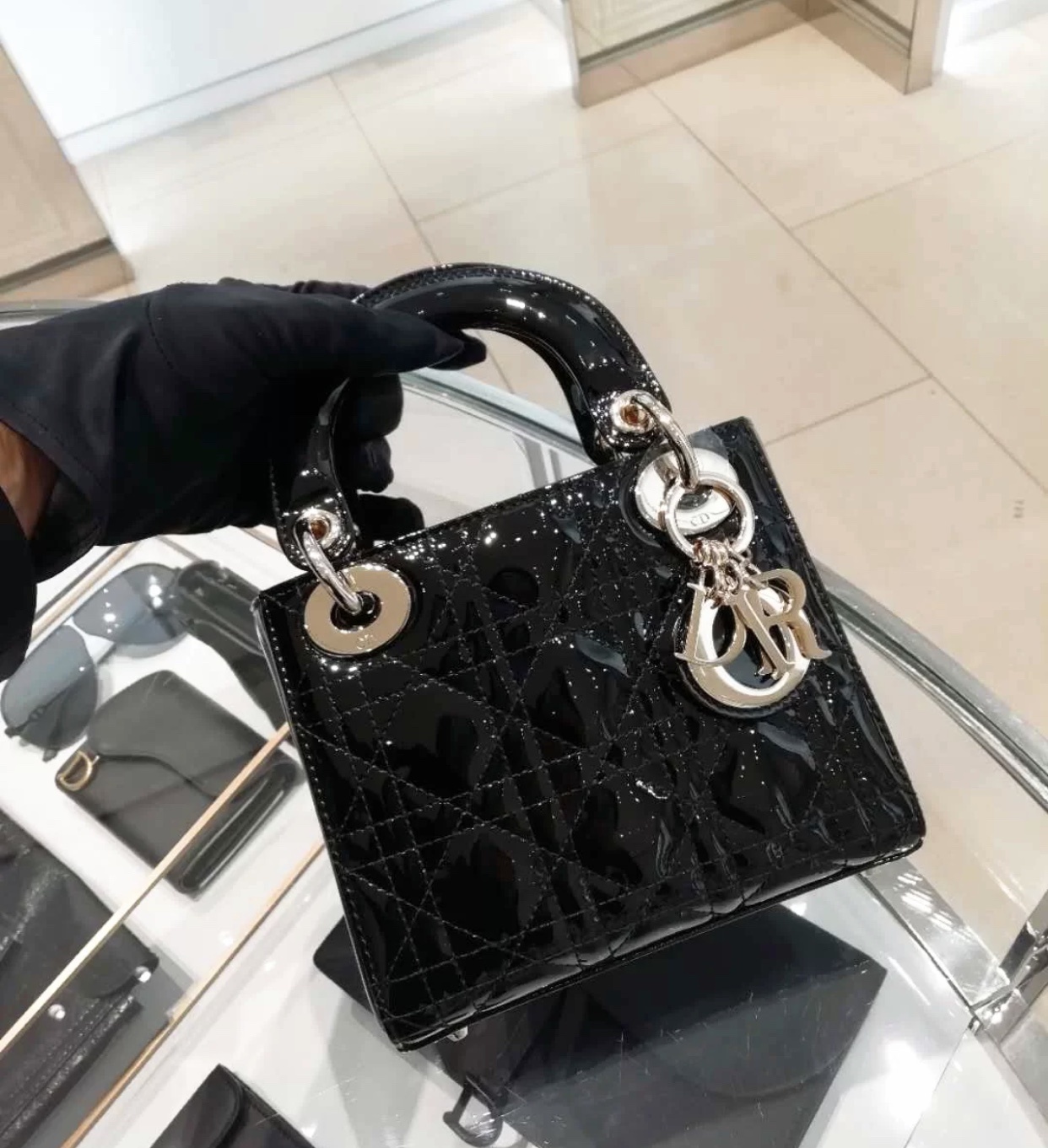 Dior Medium Lady  Shoulder Bag In Black