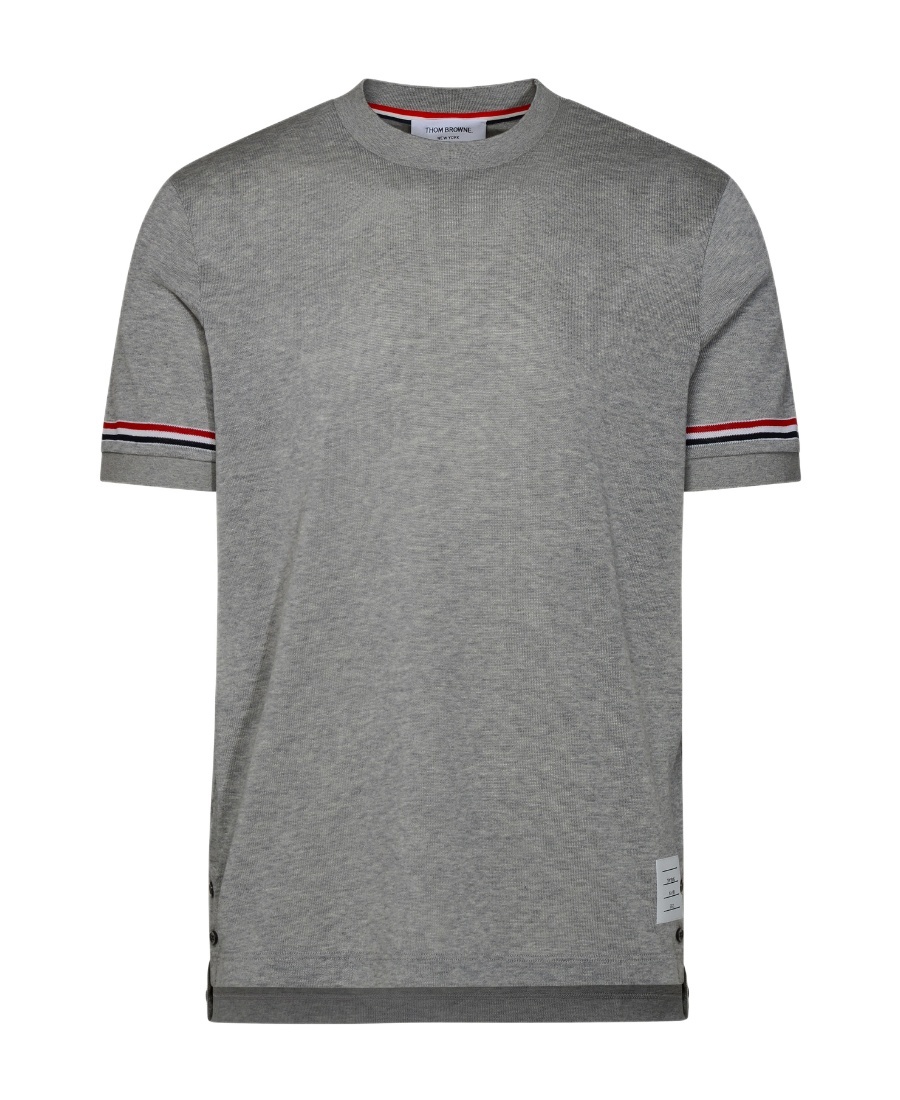 Thom Browne Grey Short Sleeve Crew Neck T-shirt In Cotton Man In Gray