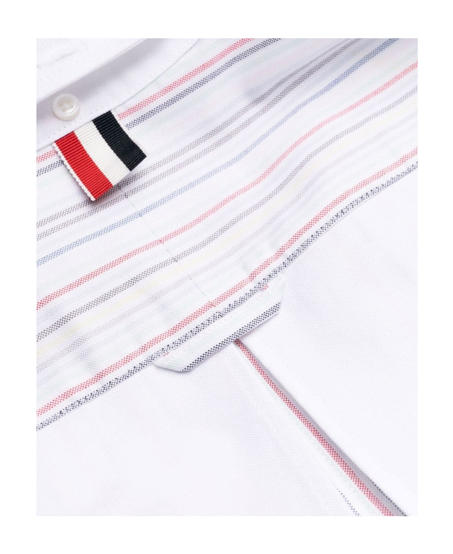 Thom Browne Striped Pleat-detail Shirtdress In White