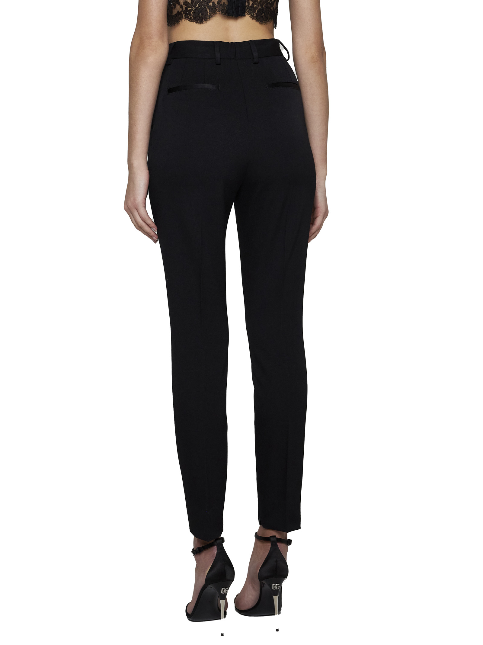 Dolce & Gabbana Women Stretch Wool And Silk Trousers In Black
