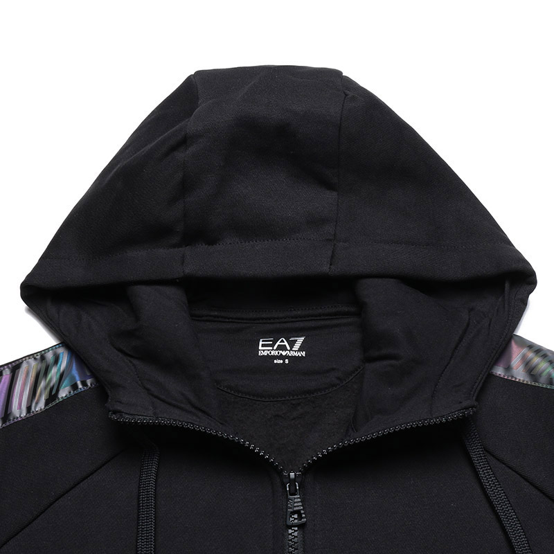 Ea7 Logo-print Detail Zipped Hoodie In Black