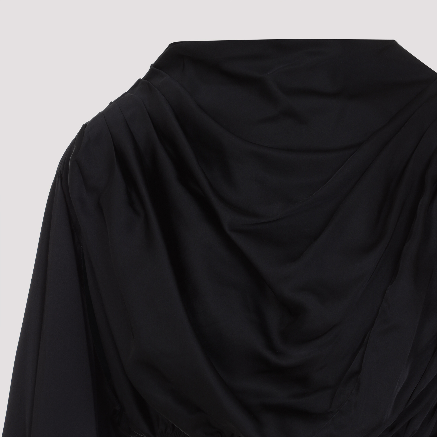 Rick Owens Draped Tech Fabric Top With Button Detail In Black