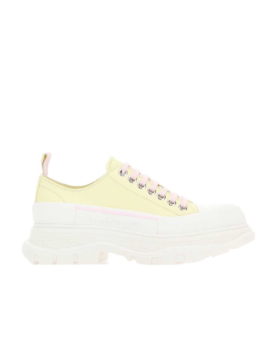 Alexander Mcqueen Pastel Yellow Leather Tread Slick Sneakers In Yellow