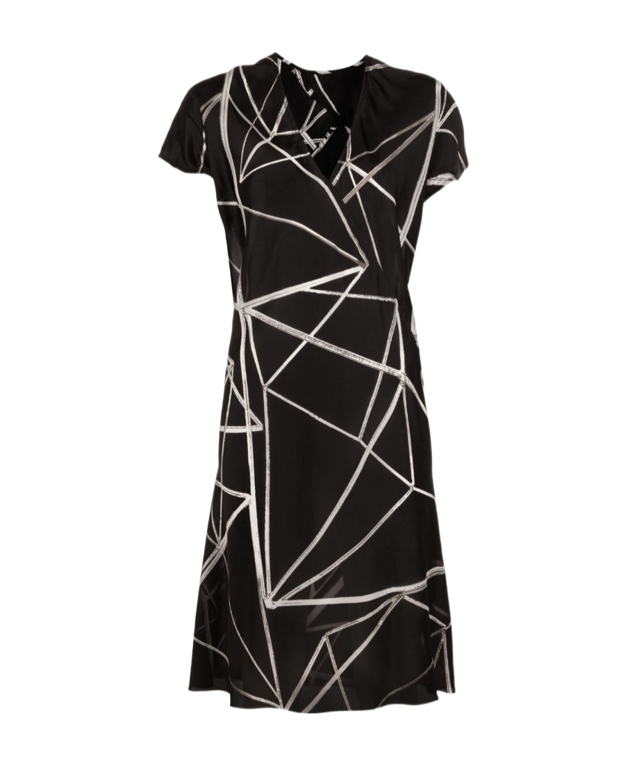 Rick Owens Geometric-print Wrap Dress In Black