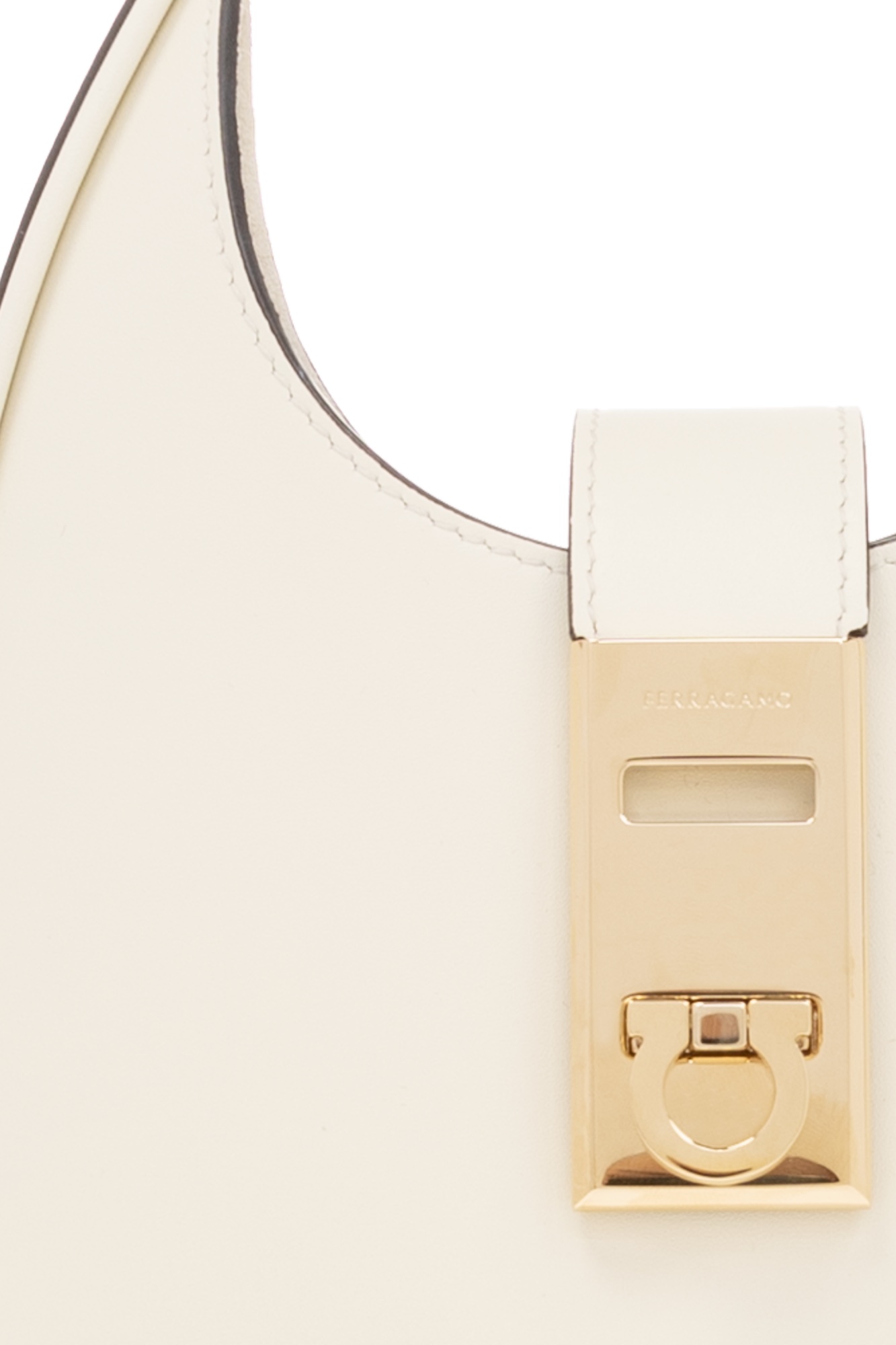 Ferragamo Salvatore Gancini-buckle Logo-engraved Mini Hobo Bag In White