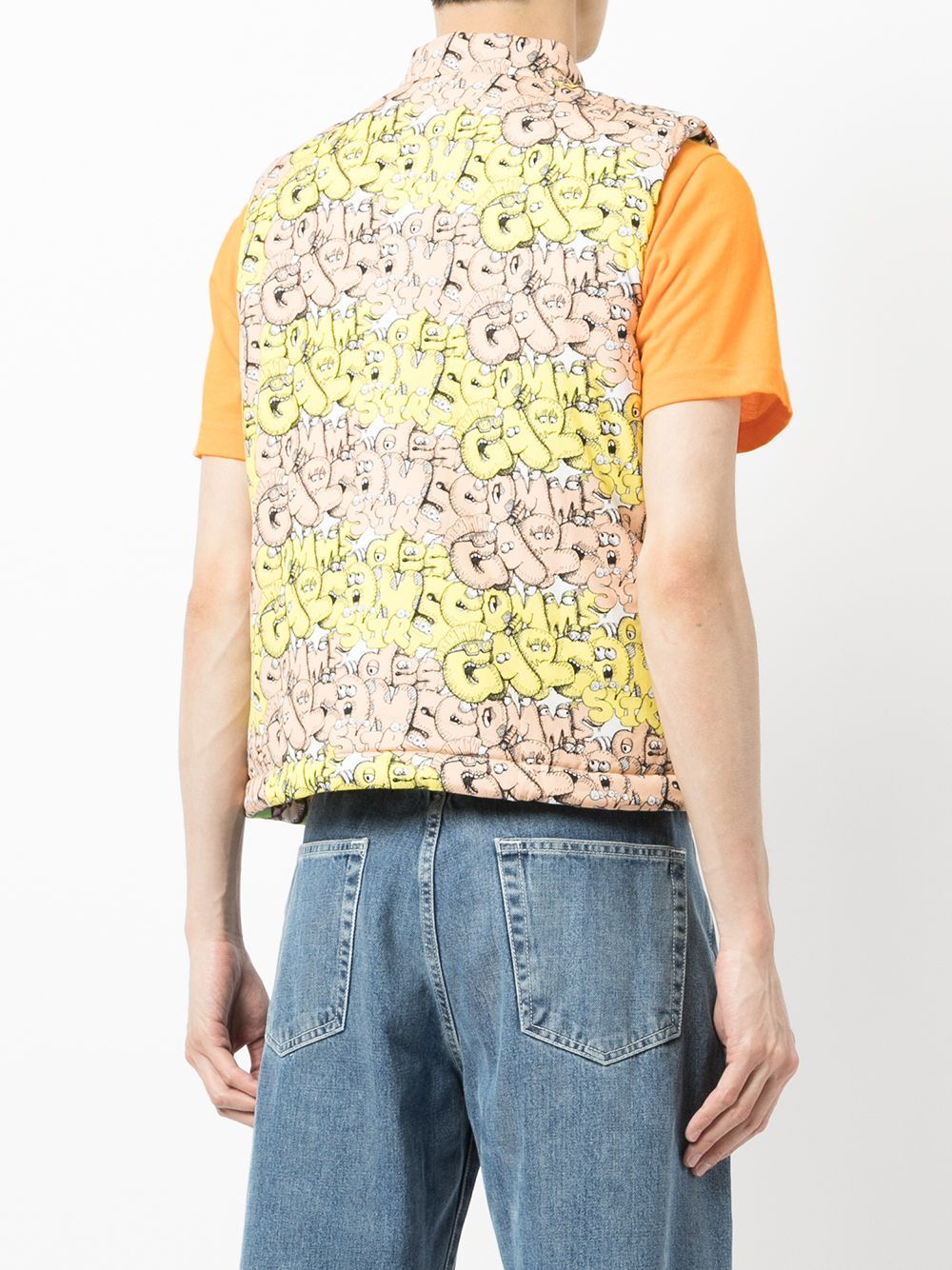 Comme Des Garçons Logo-print Padded Gilet In Multicolor