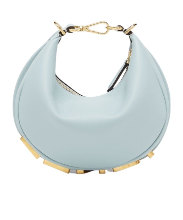 Fendi Graphy Mini Crescent Shoulder Bag In Green