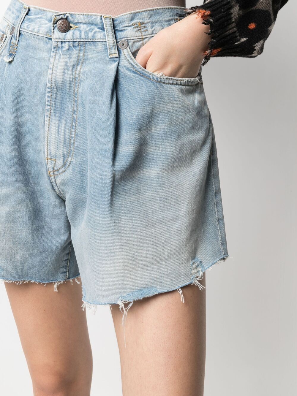 R13 Raw-cut Cotton Denim Shorts In Multicolor