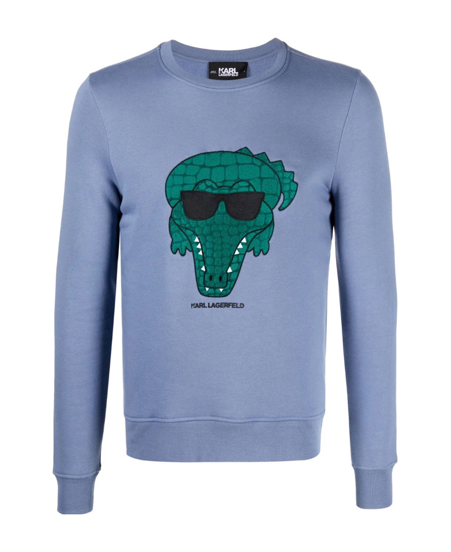 Karl Lagerfeld Crocodile Logo Sweatshirt In Blue