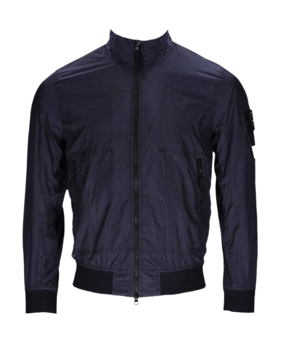 Stone Island Logo-patch Sleeve Bomber Jacket In Blue