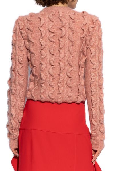 Moschino Ruffled Texture Wool Blend Sweater In Pink