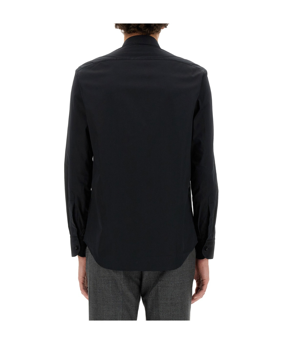 Pt Torino Cuffed Sleeves Cotton Shirt In Black