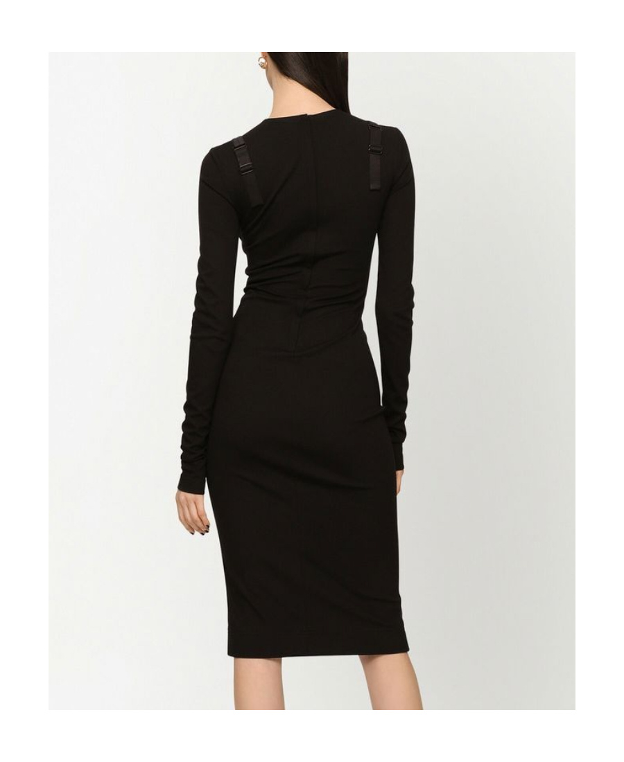 Dolce & Gabbana Lingerie Design Long-sleeved Sheath Dress In Animal Print