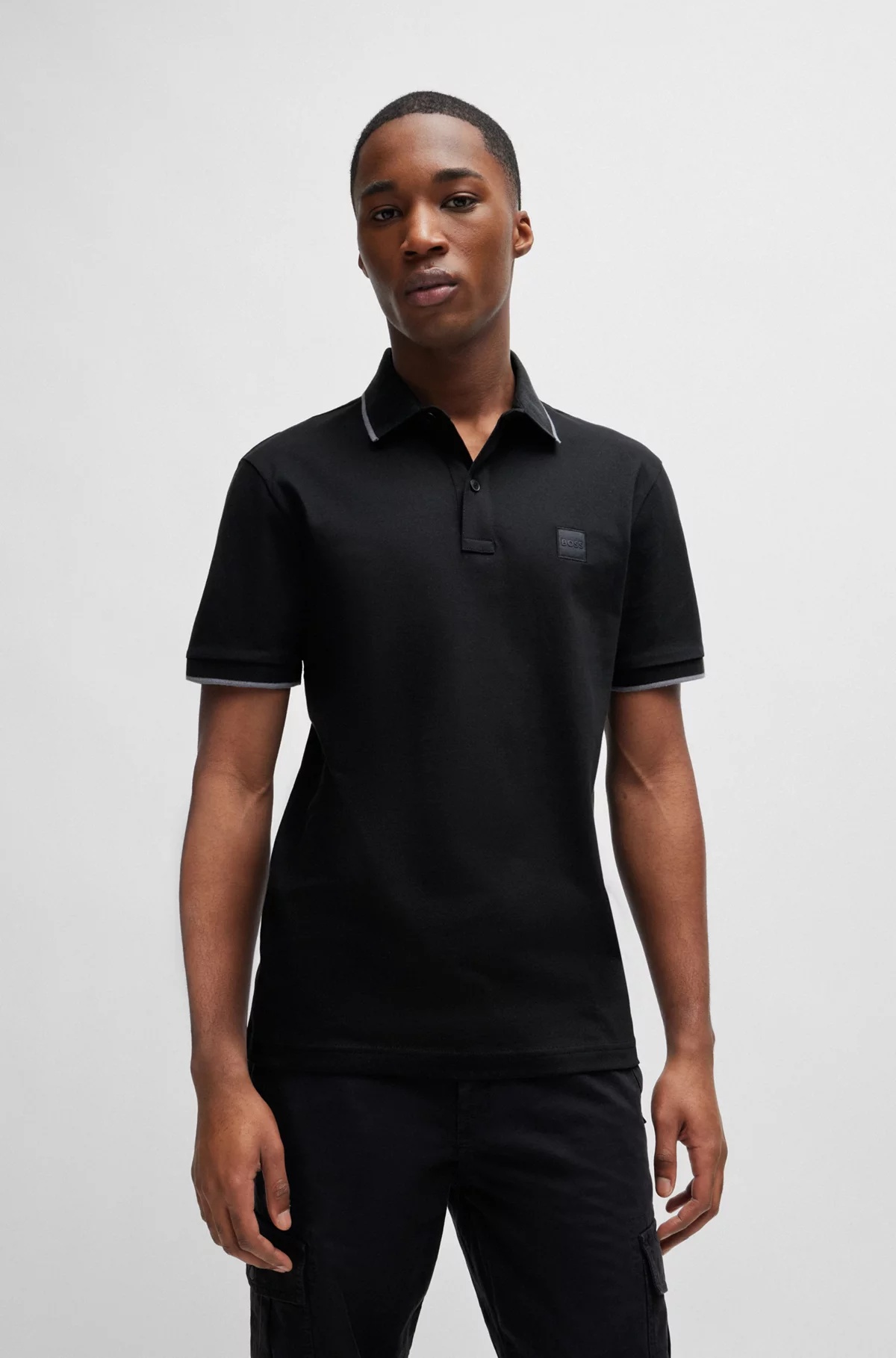 Hugo Boss Black Patch Polo In Black