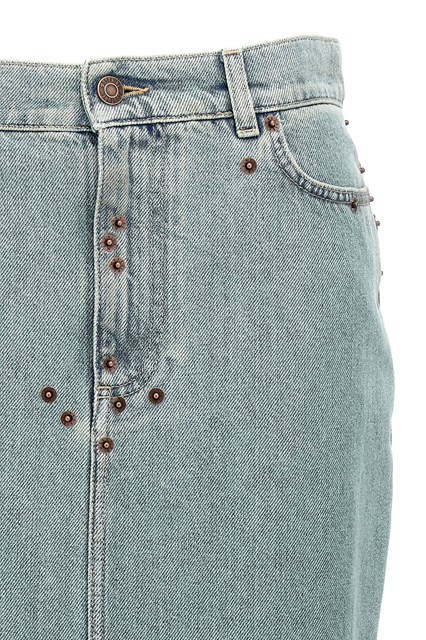 Moschino Women Rivets Denim Skirt In Blue