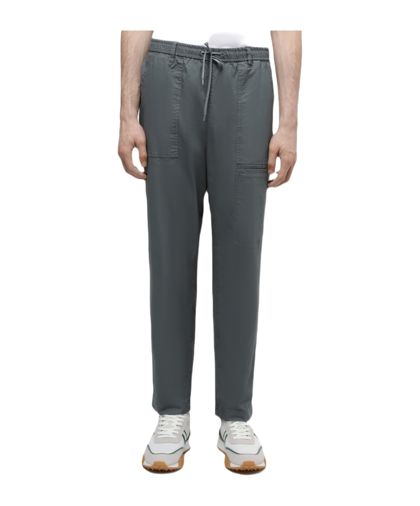 Armani Exchange Drawstring Straight-leg Trousers In Black