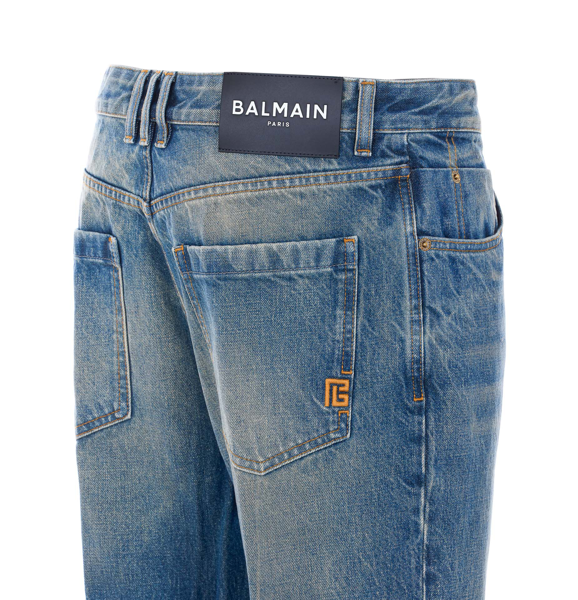 Balmain Belt Loop Jeans In Blue