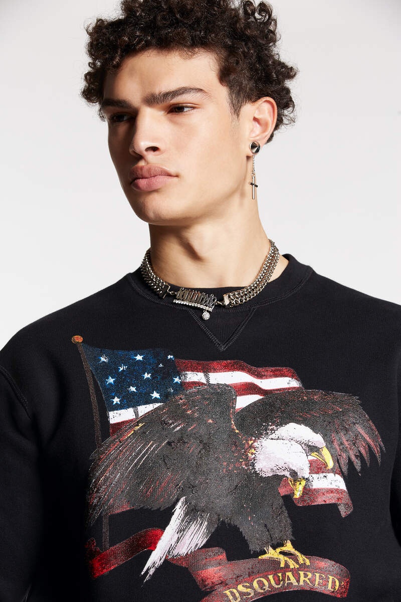 Shop Dsquared2 Graphic-print Cotton Sweatshirt In Black