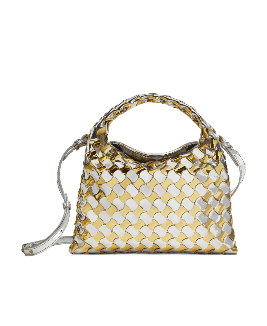 Bottega Veneta Hop Mini Intrecciato Metallic Hobo Bag In Multicolor
