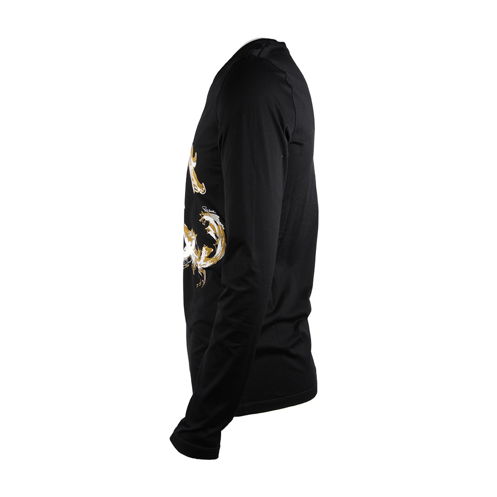 Roberto Cavalli V-neck Long-sleeved T-shirt In Black
