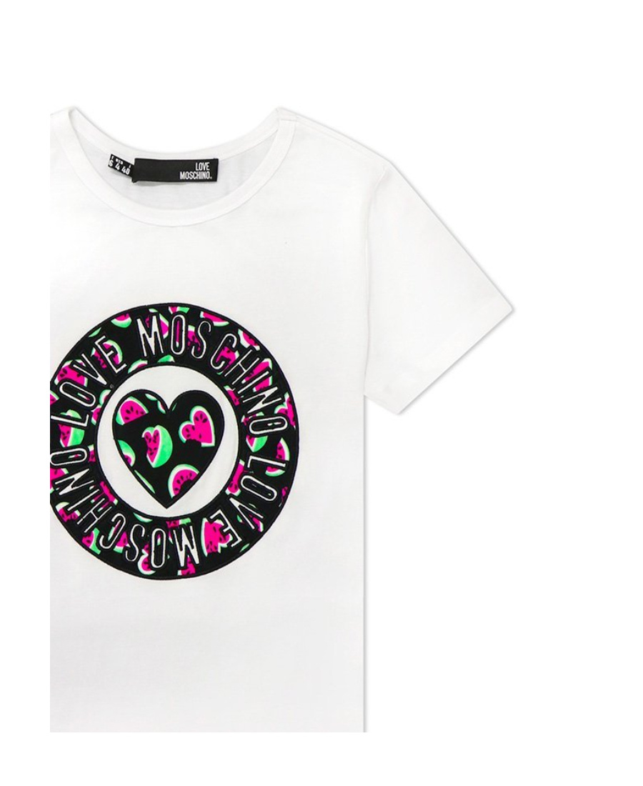 Moschino Round-necked Logo T-shirt In White