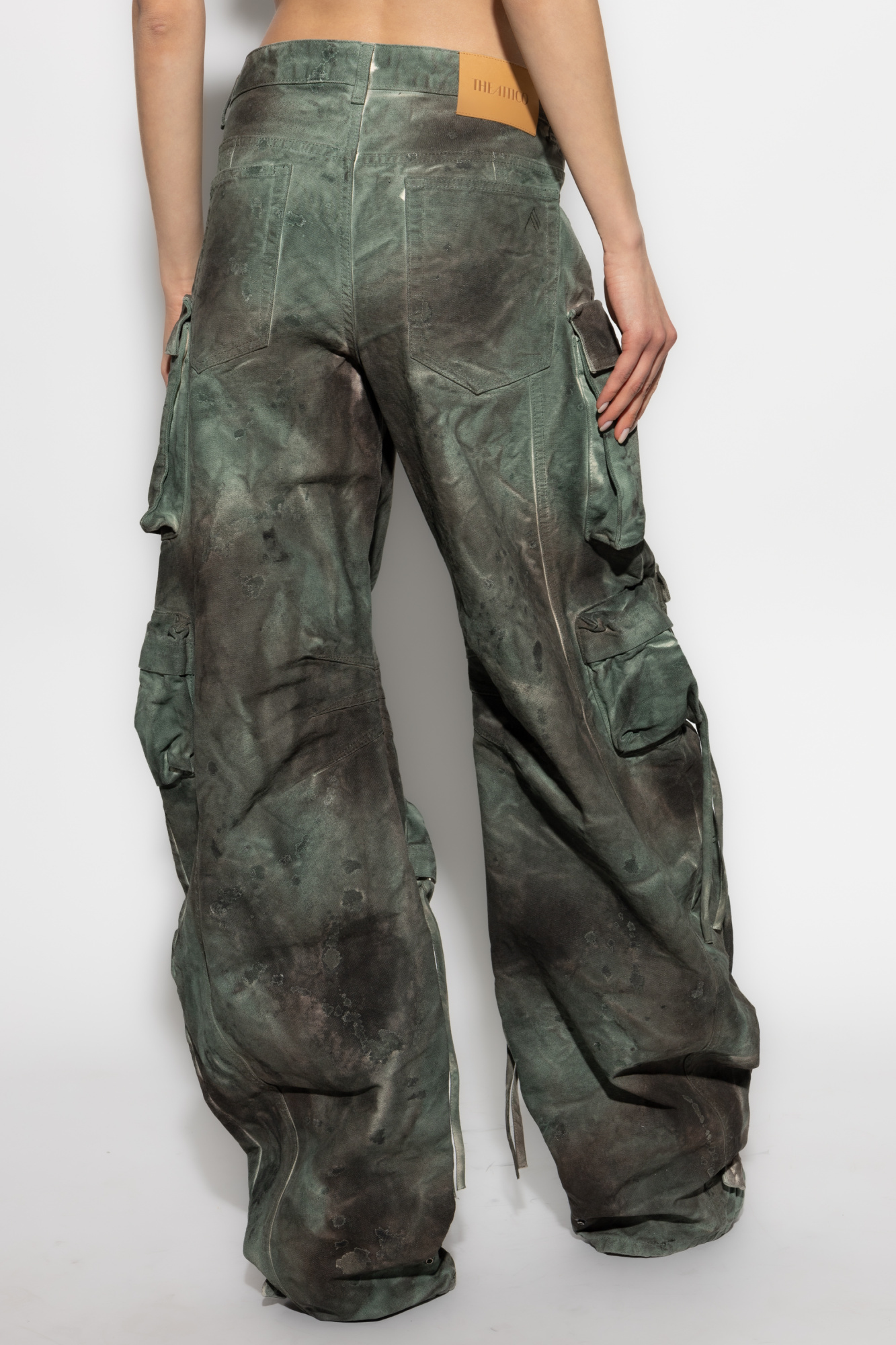 Shop Attico The Distressed Cargo Trousers In Black