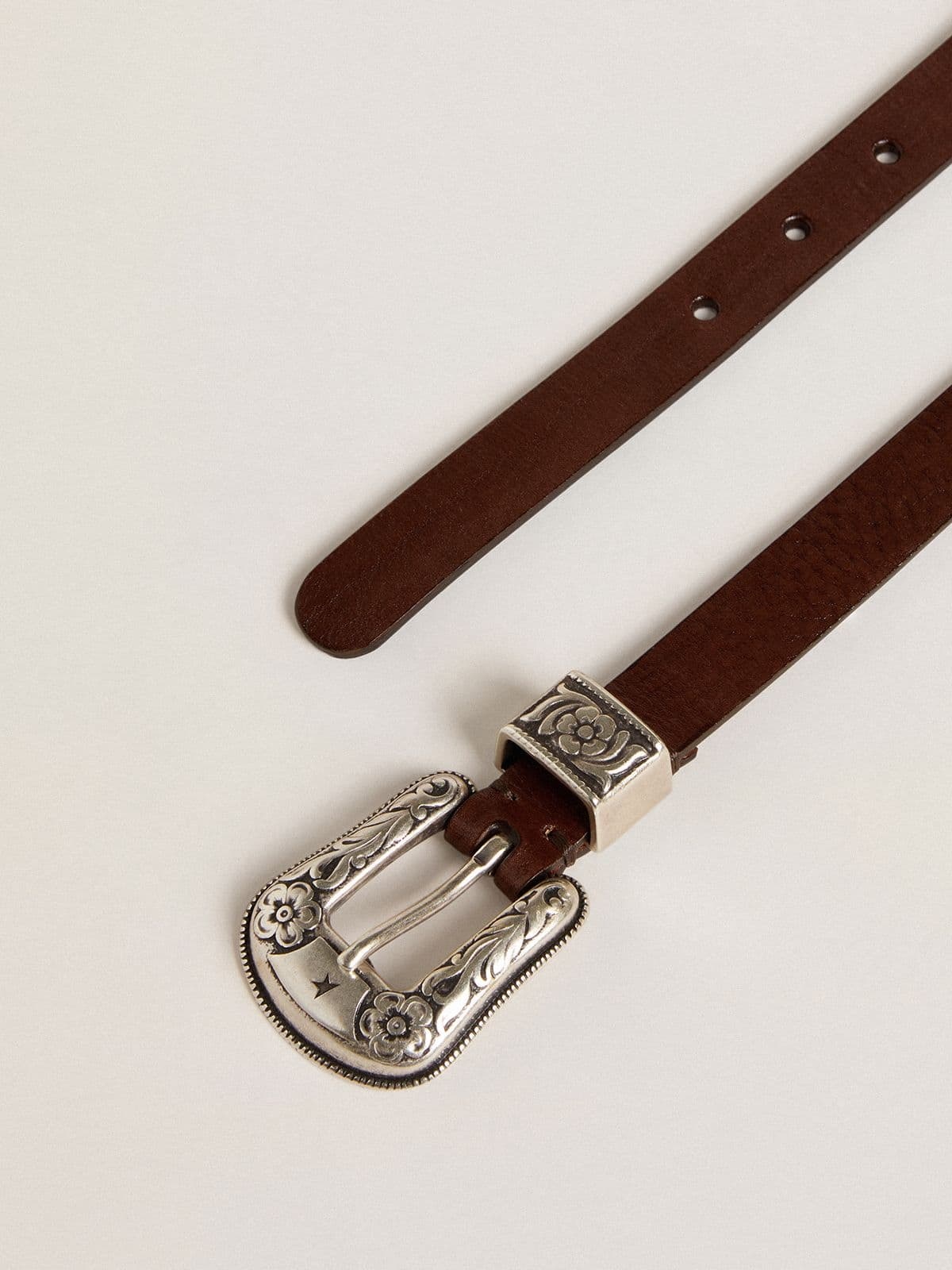 Golden Goose Brown Vita Embellished Buckle Belt In Brown