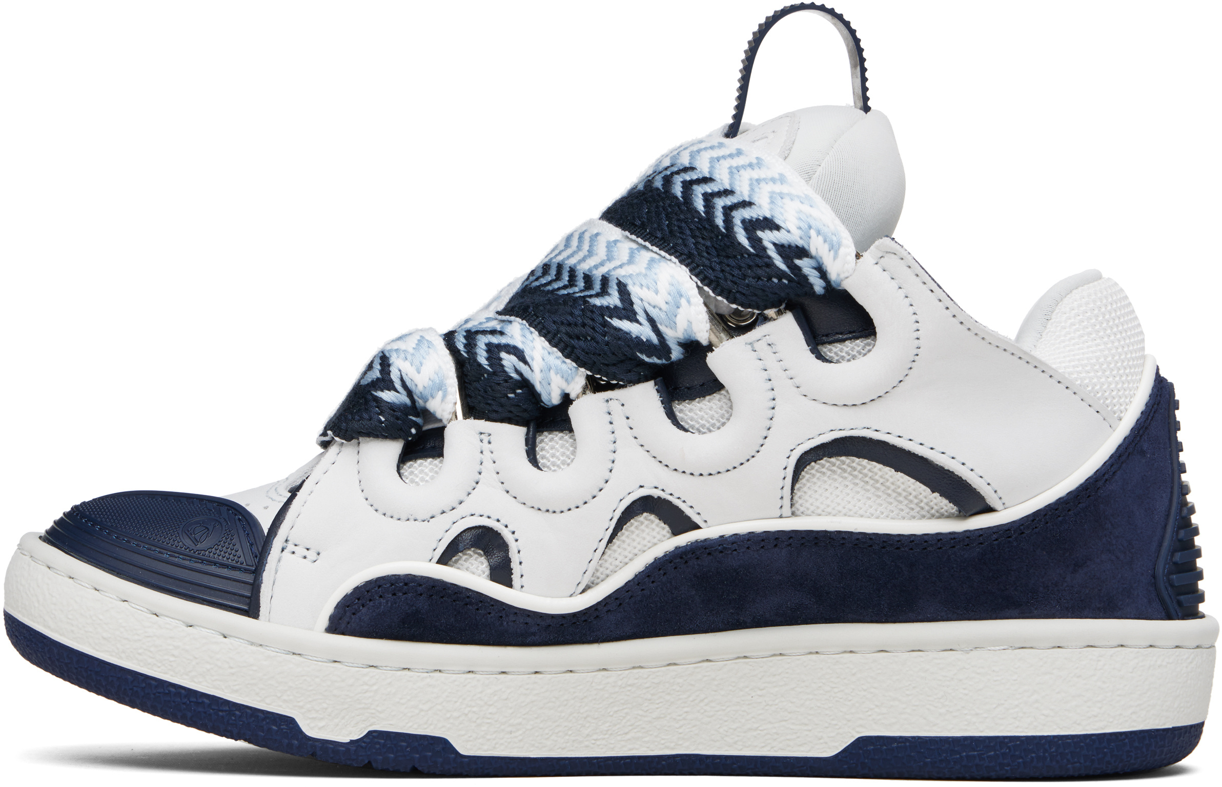 Lanvin Curb Leather Sneakers In Blue