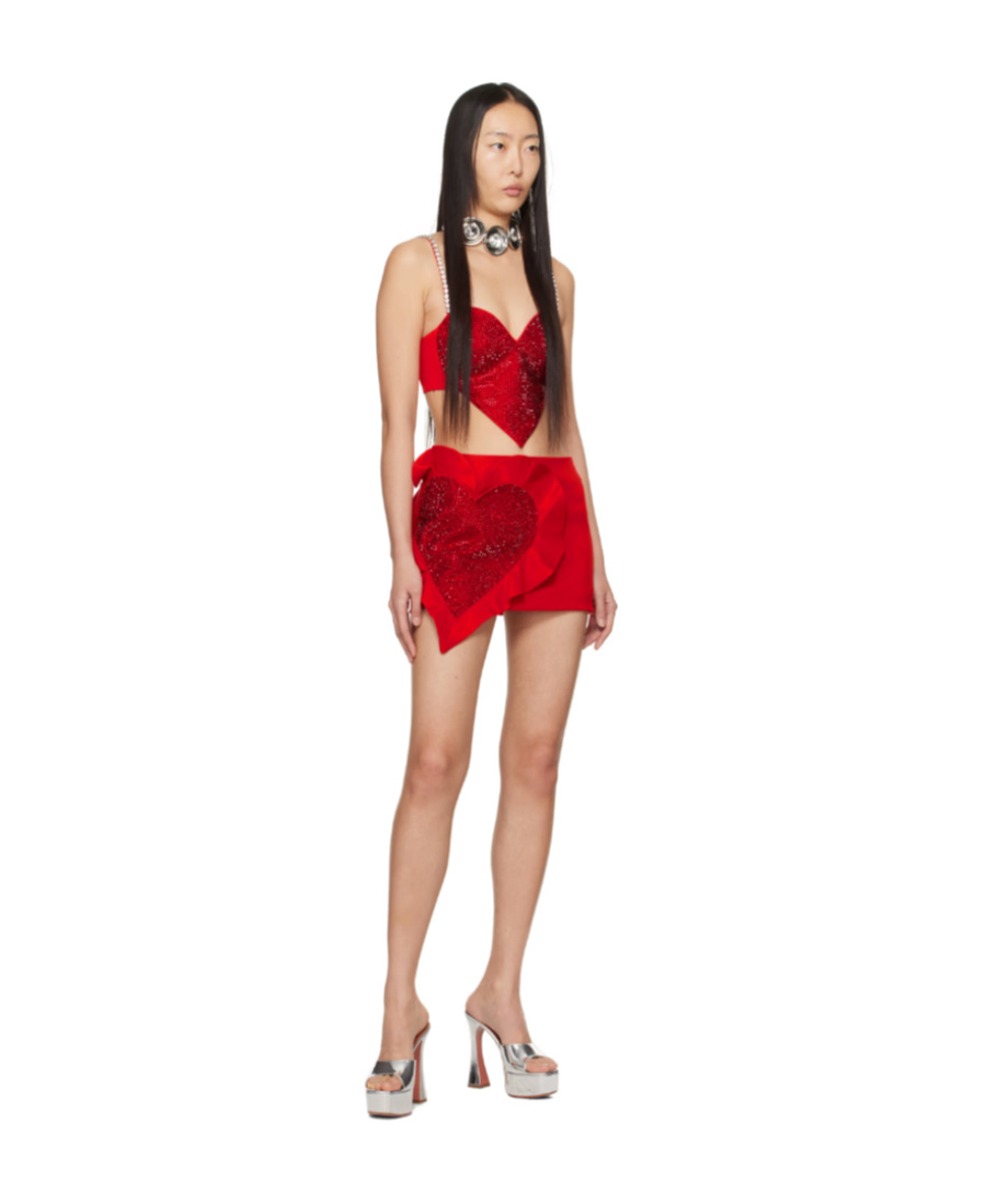 Shop Area Heart-embellished Miniskirt In Red