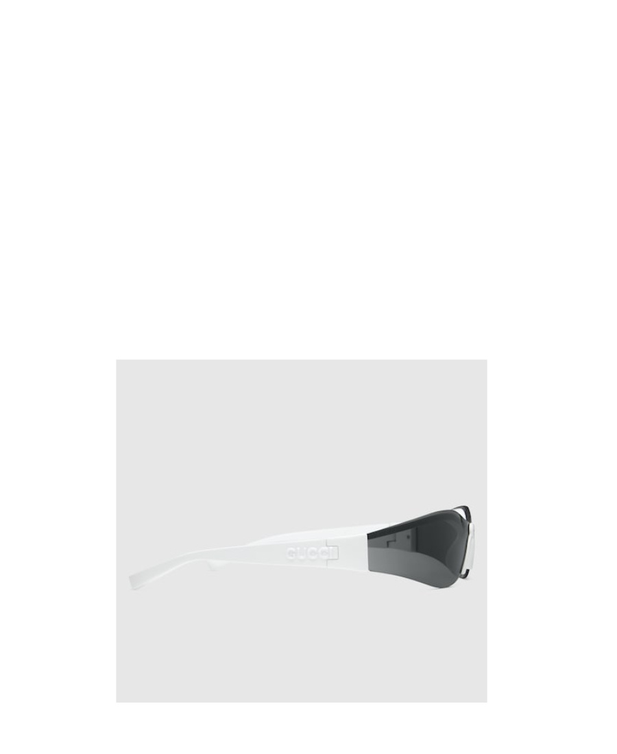 Gucci Logo-embossed Shield-frame Sunglasses In Gray