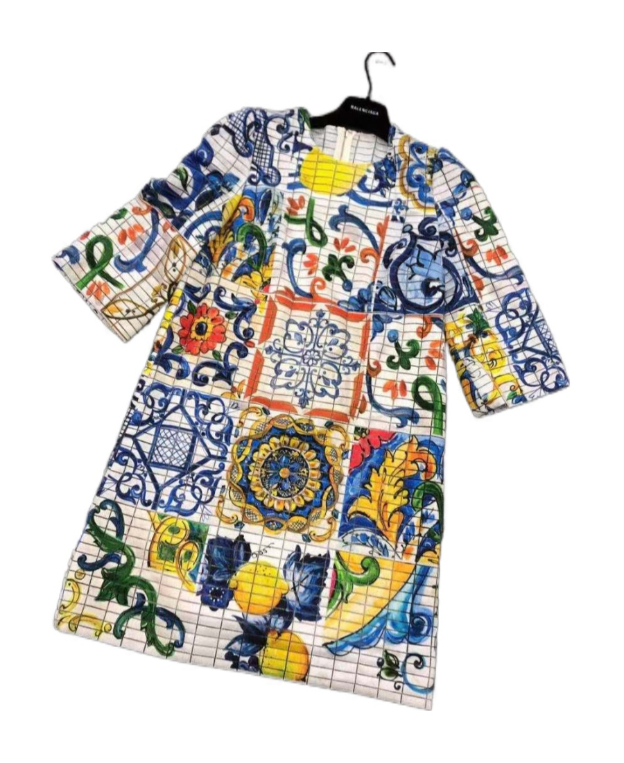 Dolce & Gabbana A Printed Dress In Multicolor