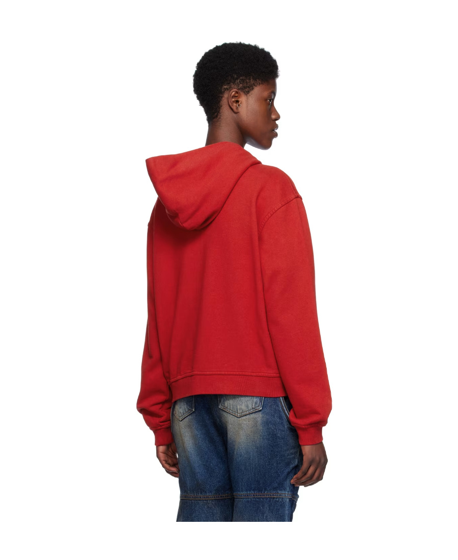 We11 Done Zipper Hooded Sweater In Red