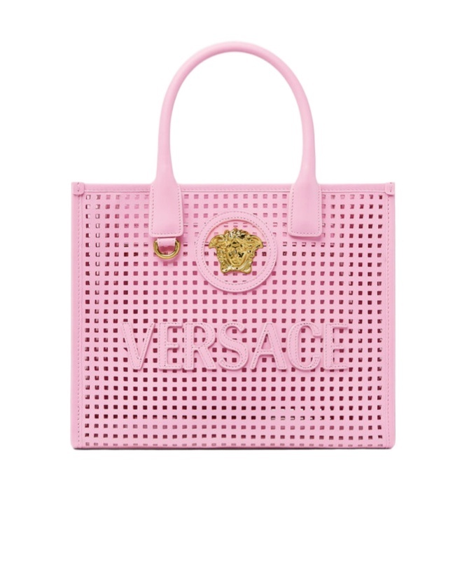 Versace Small La Medusa Laser-cut Tote Bag In Pink