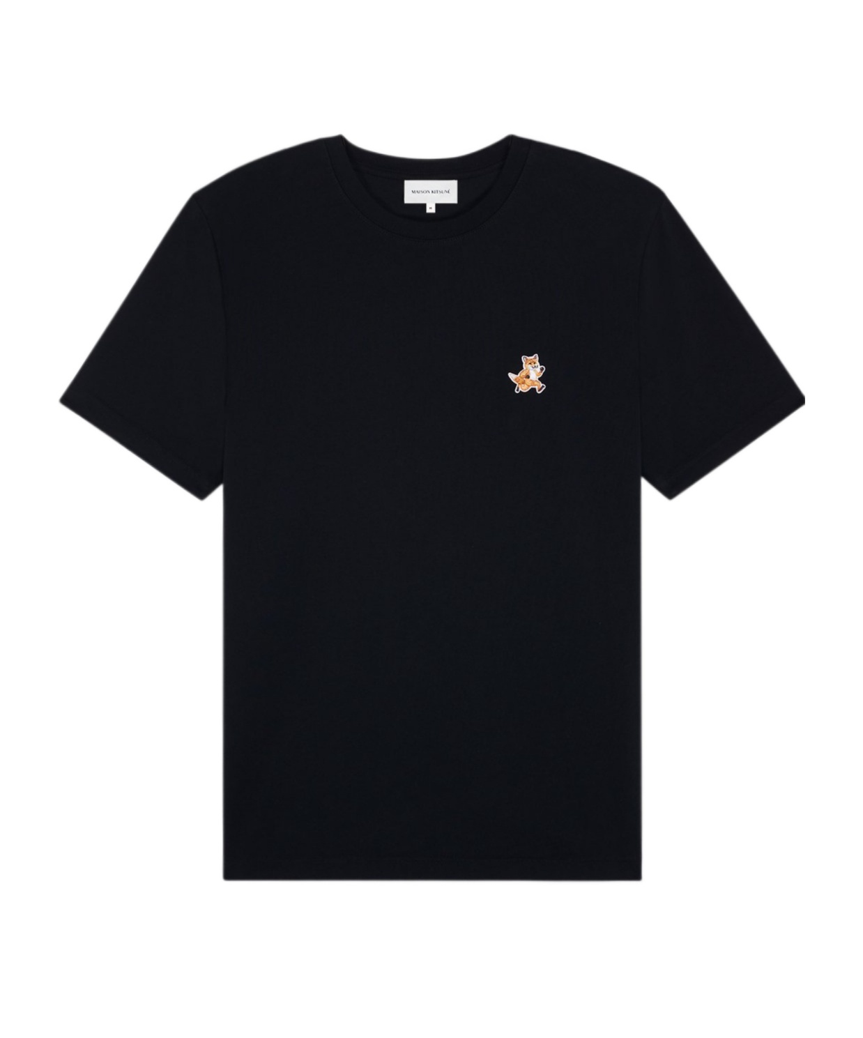 Maison Kitsuné Black T-shirt With Fox Head Patch In Cotton In Black