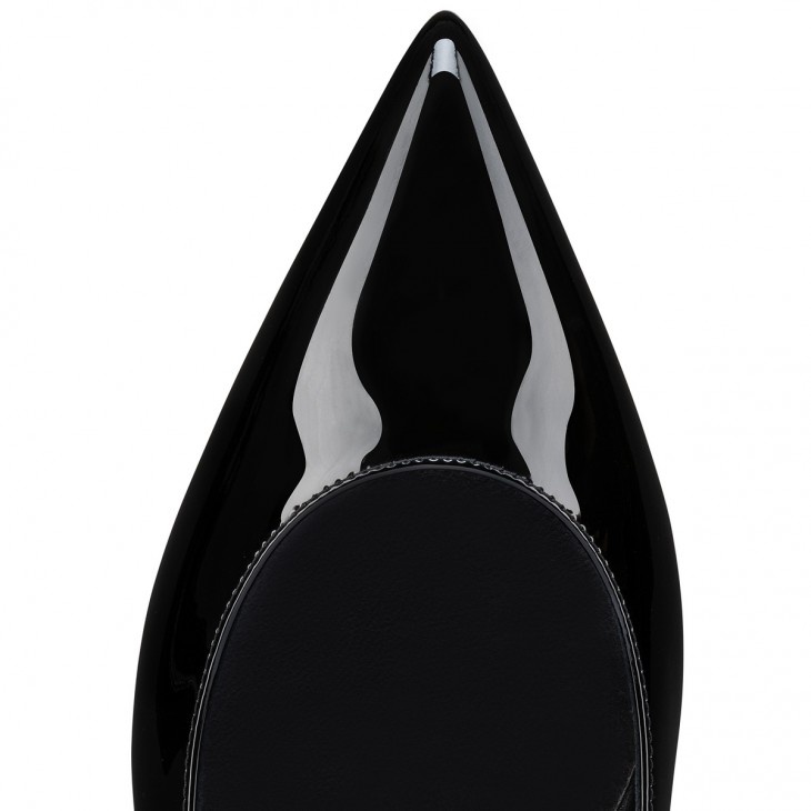 Christian Louboutin Hot Chickita Patent Red Sole Slingback Flats In Black